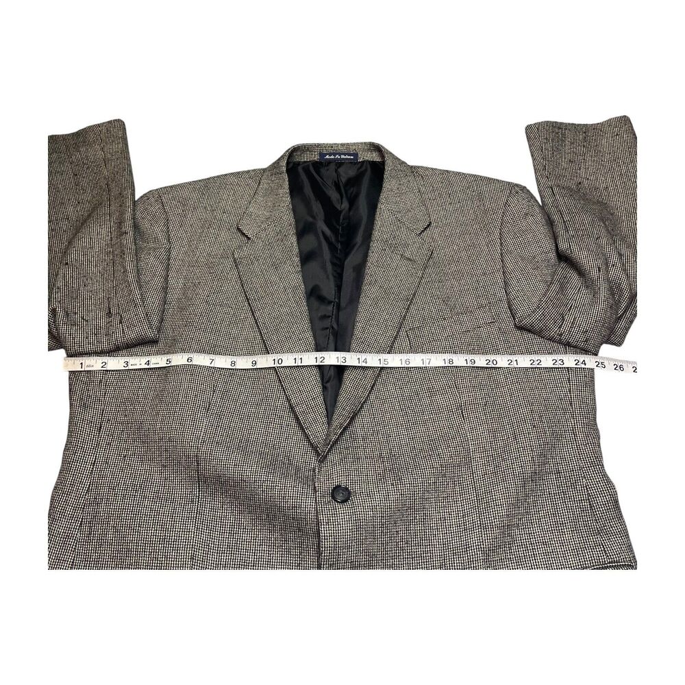 Alan Flusser Blazer Jacket Mens 48R Gray Houndstooth Lambswool Lined Notch Lapel - Picture 8 of 10